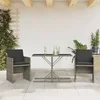 3-dijelni bistro set od poliratana s jastucima sivi