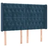 Vidaxl Vzglavje z ušesi temno modro 147x16x118/128 cm žamet