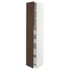 METOD/MAXIMERA Visoka omara z 2 vrati/4 predali, bela/Sinarp rjava, 40x60x220 cm