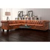 vidaXL Chesterfield kotna sedežna garnitura za 6 oseb, rjava umetna koža