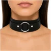 BDSM ovratnica, močna, nastavljiva, unisex, črno usnje, Leder 1024