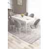 Hanah Home Set Trpezarijski sto i 6 stolica Roz, Sivo-beli