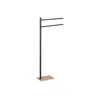Gedy - Stojalo za brisače TRILLY 83,5 cm mat črna/bambus