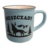 Bieszczady. Keramična skodelica 400 ml. Modra barva.