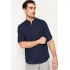 Trendyol Dark Navy Blue Slim Fit Basic Main Collar Epaulette 100% Cotton Shirt