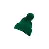 Pom Pom Knit hat with cuff spruce green