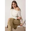 Trendyol Curve Ženska bluza TBBSS24AF00037, Krem