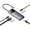 BASEUS 6-v-1 HUB USB-C na USB-A / USB-C / PD / HDMI / RJ-45 adapter, črn