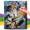 shumee Diamantna slika 5D z okvirjem Diamantno vezenje Velika mačka Mozaik 40x50 cm