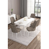 Hanah Home Set Trpezarijski sto i 6 stolica Are, Bež-beli