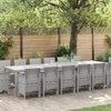 Vrtni set za objed 15 pcs Svjetlosiva Polt ratan