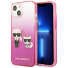 KARL LAGERFELD Futrola za iPhone 13 Pink Karl and Choupette Head Gradient