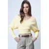 Trend Alacati Stili Ženska bluza dugih rukava ALC-019-053-BLZ, V-izrez, Žuta