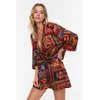 Trendyol Tropical Patterned Woven 100% Cotton Shirt Shorts Set