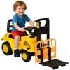 HOMCOM Jahalni traktor za otroke 3-4 let z viličarjem, gumb za zvoke in skrit prostor za shranjevanje, iz PP in ABS, 86x27.5x47.5 cm, rumen in črn