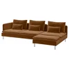 SÖDERHAMN Sofa 4-sed i lenjivac, i bez stranice/Alhamn tamna žutosmeđa