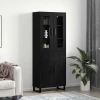 Highboard 2 pcs Crni hrast Konstruirano drvo