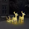vidaXL Božični jeleni s sanmi 160 LED lučk 130 cm iz akrila