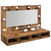 Ormar s ogledalom i LED-om Staro drvo 90x31,5x62 cm