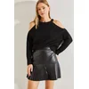 Bianco Lucci Womens Open-Shoulder Knitwear Sweater