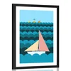 Plakat s paspartujem barčica na morju - 30x45 black