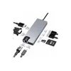 Stars Solutions Adapter, USB - C na HDMI, VGA, USB, SD, TF, LAN, PD, Sivi