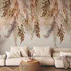 shumee Foto tapeta - Minimalistična boho pokrajina - viseči listi v bež barvah