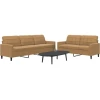 2-dijelni set sofa s jastucima smeđi baršunasti