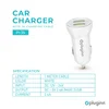 Auto punjač Pluginn PI-35 5V 2.4A 2xUSB sa iPhone Lightning kabel