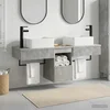 Vidaxl Komplet omaric za kopalnico 3 kos Betonsko siva 53 x 35 x 39 cm