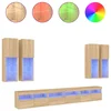 Vidaxl Stenske TV omarice z LED lučkami 7 kosov sonoma hrast