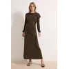 Trendyol Modest Ženska haljina Tctss26Eb00015, Smeđa