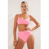 Trendyol Pink Strapless High Waist High Leg Regular Core Bikini Set