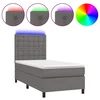 Krevet box spring s madracem LED sivi 90x200 cm od umjetne kože