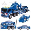 [pakb] Policijski tovornjak z motorjem + helikopterski avtomobil LED zvok Z2364