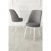 Hanah Home set trpezarijskih stolica Jaxe 8 kom, siva tkanina Babyface, bele metalne noge