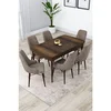 Hanah Home trpezarijski set Lia, sto na razvlačenje i 6 stolica, ploča u dekoru drveta Baroque, kapućino tkanina Babyface