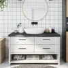 Vidaxl Kopalniški pult temno rjav 140x60x(2-6) cm obdelan trden les