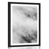 Plakat s paspartujem črnobeli megleni gozd - 20x30 black