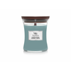Woodwick Dišeča sveča z lesenim krakom Evergreen Cashmere 275g