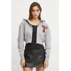 Bombažen pulover Tommy Jeans ženski, siva barva, s kapuco, DW0DW20535