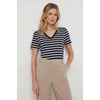 Bombažna kratka majica Tommy Hilfiger ženska, mornarsko modra barva, WW0WW40584