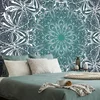 Tapeta zeleno bela rozeta - 98x66