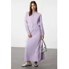 Trendyol Lilac Button Detailed Knitwear Cardigan Skirt Bottom-Top Set