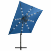 Konzolni vrtni suncobran sa stupom LED 250 cm azurnoplavi