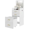 HOMCOM HOMCOM toaletna mizica s stolčkom MDF, steklo 48D x 40Š x 90V cm belo, (5000242538)