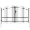 vidaXL vidaXL vrtna vrata z vrhom v obliki sulice, dvojno odpiranje, siva 175x300 cm jeklo, (22094416)