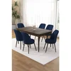 Hanah Home trpezarijski set Pir, sto i 6 stolica, ploča u dekoru drveta Baroque, teget tkanina Babyface