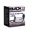 Black Velvets Silicone Cock & Ball Ring + Plug