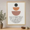 WallXpert uramljena slika na platnu Cc-D-Ah-1048, crni krug i narandžasti i roze polukrugovi sa linijama, 70 x 95 cm